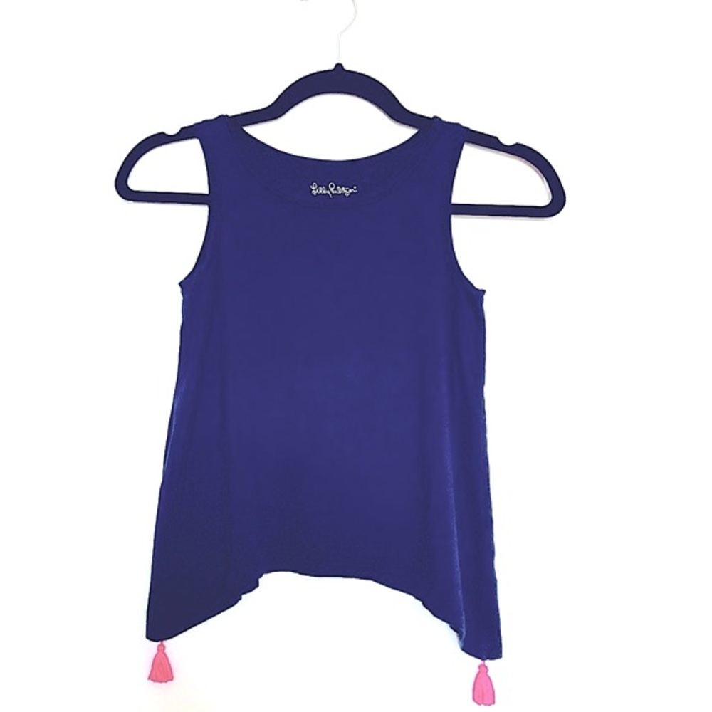 Girl’s Lilly Pulitzer Navy Blue Tank Top w/ Pink Tassels- Size M (6-7)